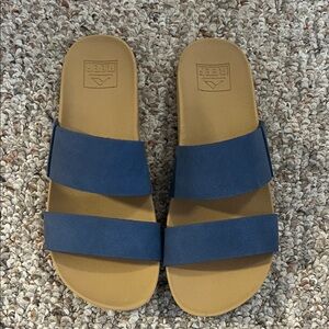 Reef Navy and Beige Slide Sandals size 7